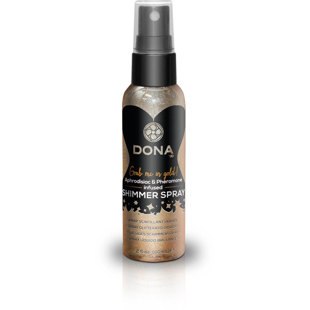 Интимная косметика - Спрей для тела с блестками DONA Shimmer Spray Gold (60 мл)