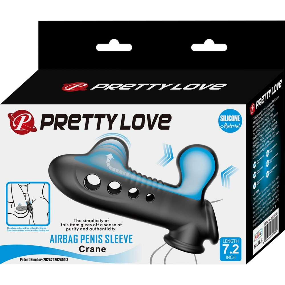 Эрекционные кольца без вибрации - Стимулирующая насадка на пенис Pretty Love Crane с воздушным воротником 8