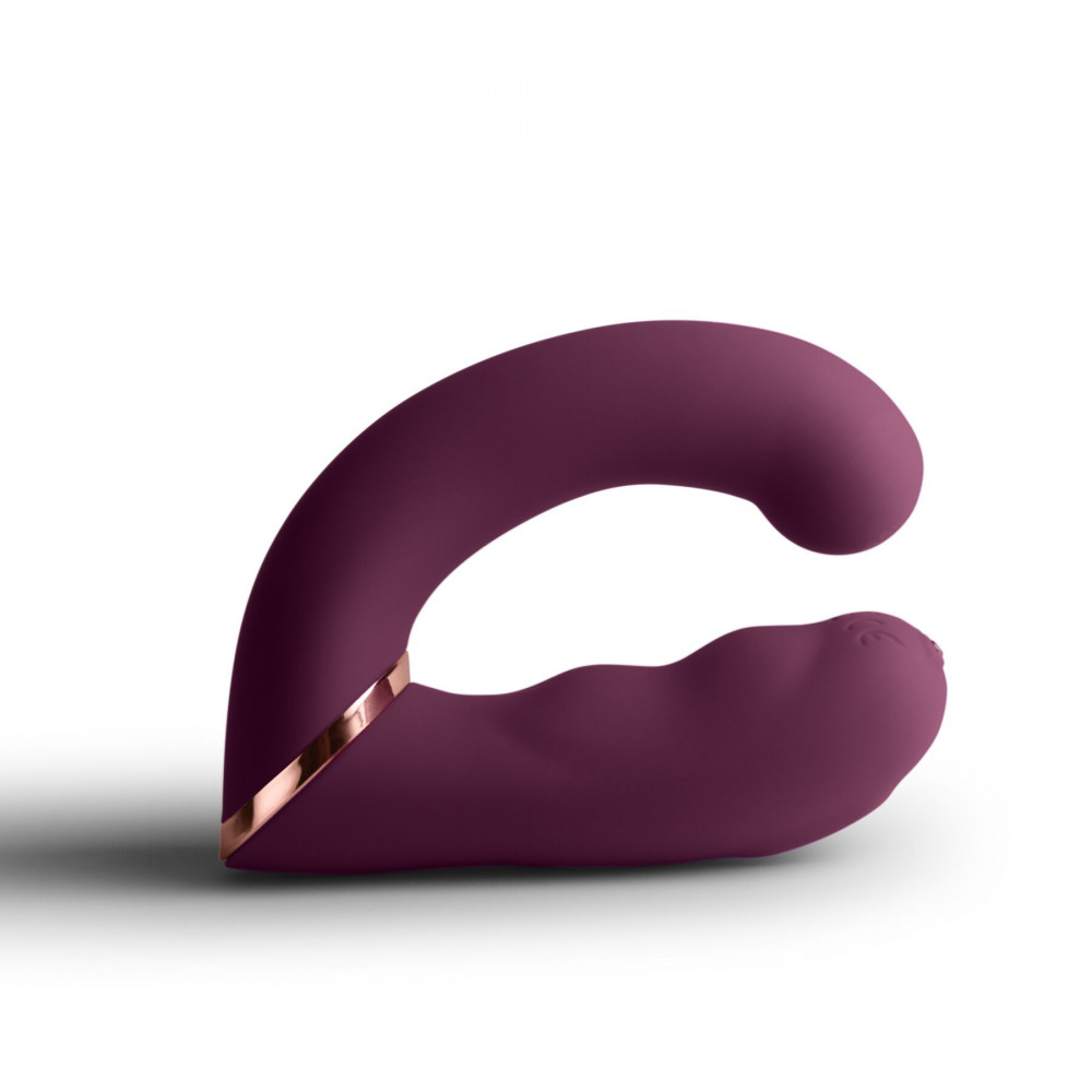 Стимулятор точки G - Двойной вибратор Rocks Off Gemini Burgundy, 2 мотора, по 10 режимов, сменное положение ручки 1