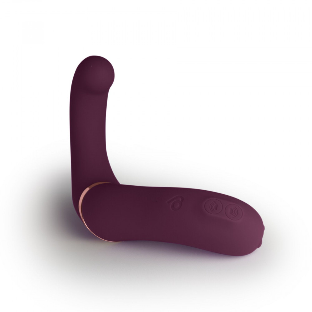 Стимулятор точки G - Двойной вибратор Rocks Off Gemini Burgundy, 2 мотора, по 10 режимов, сменное положение ручки 3