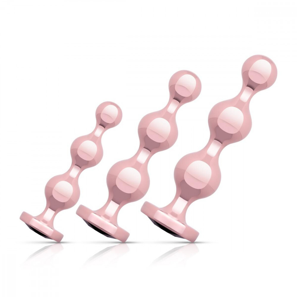 Анальные игрушки - Набор анальных игрушек Rosy Gold - Metal Butt Plug Set 3 Pieces 1