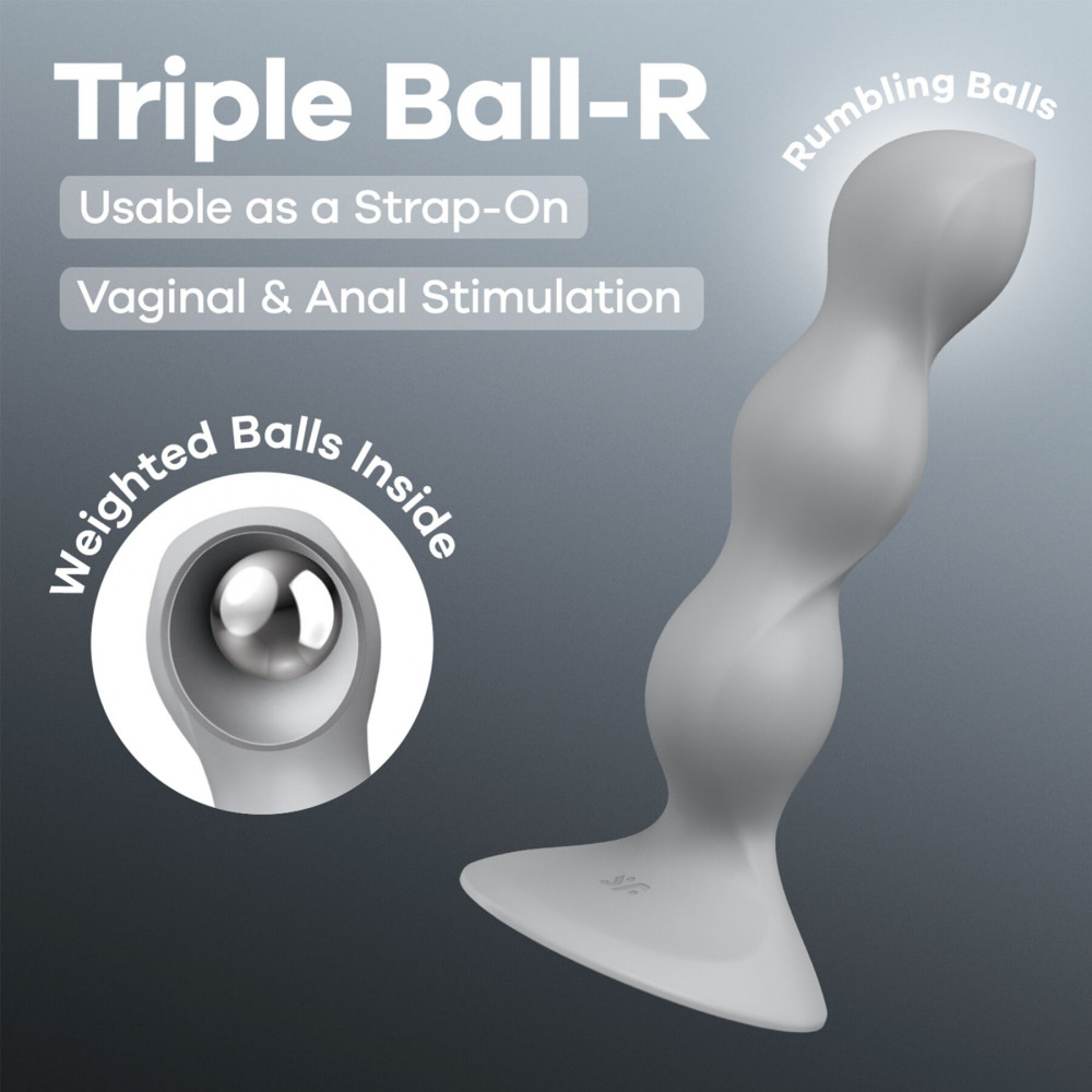 Анальные игрушки с вибрацией - Анальный стимулятор-бусины Satisfyer Triple Ball-R Grey 6