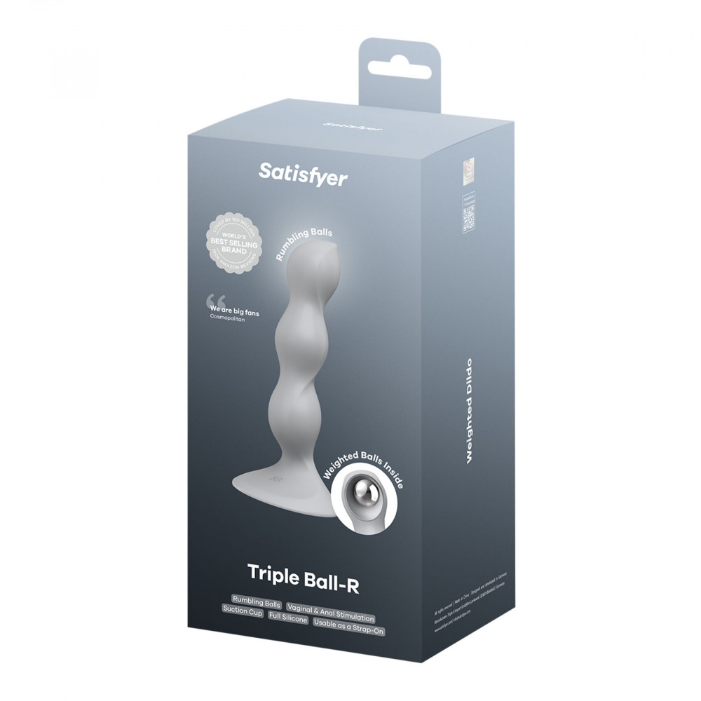 Анальные игрушки с вибрацией - Анальный стимулятор-бусины Satisfyer Triple Ball-R Grey 5