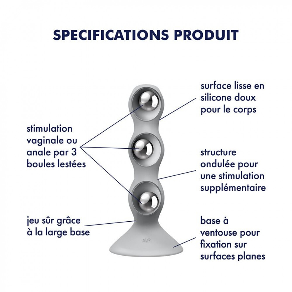 Анальные игрушки с вибрацией - Анальный стимулятор-бусины Satisfyer Triple Ball-R Grey 4
