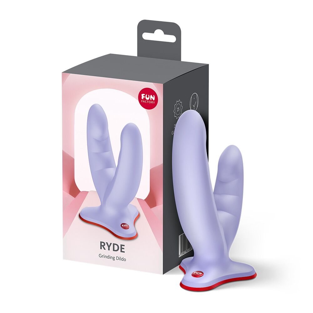 Двосторонні ділдо та фалоімітатори - Подвійний фалоімітатор Fun Factory RYDE Purple, гнучкі стовбури, присоска 5