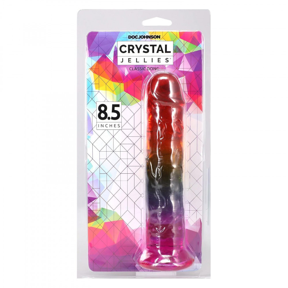 Фалоімітатор - Дилдо Doc Johnson Crystal Jellies - 8.5 Inch Сlassic Dong - Rainbow 4