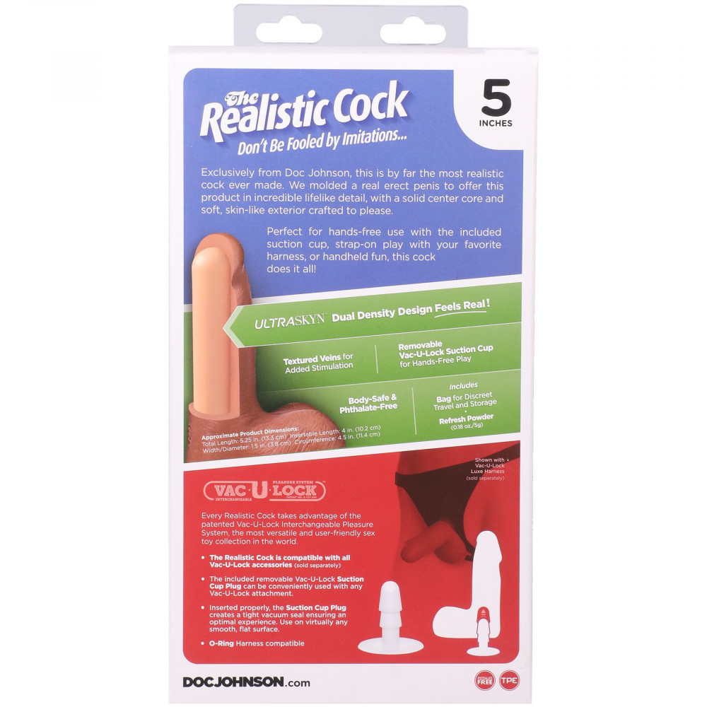 Фалоімітатор - Фалоімітатор Doc Johnson The Realistic Cock ULTRASKYN - 5 Inch with Balls Caramel 10