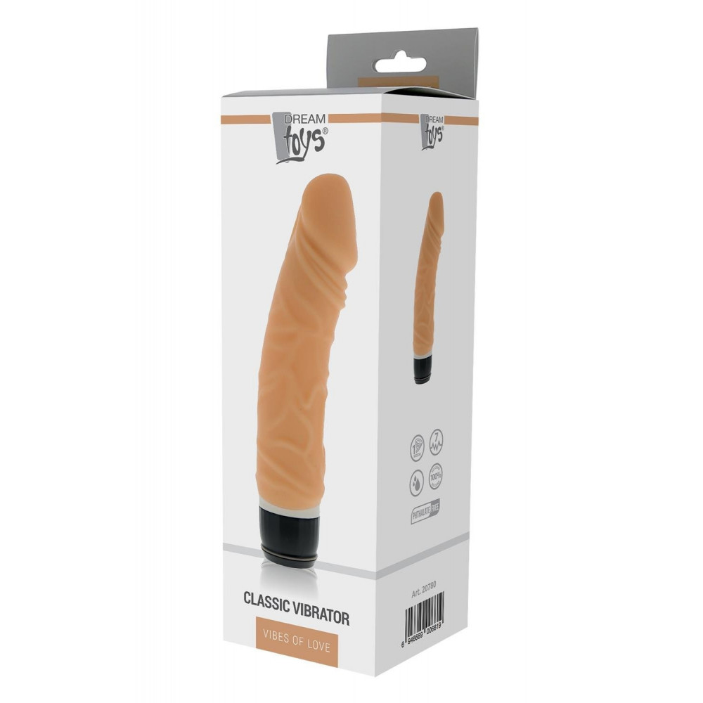 - Вибромассажер классический реалистичный на батарейках DreamToys VIBES OF LOVE, бежевый