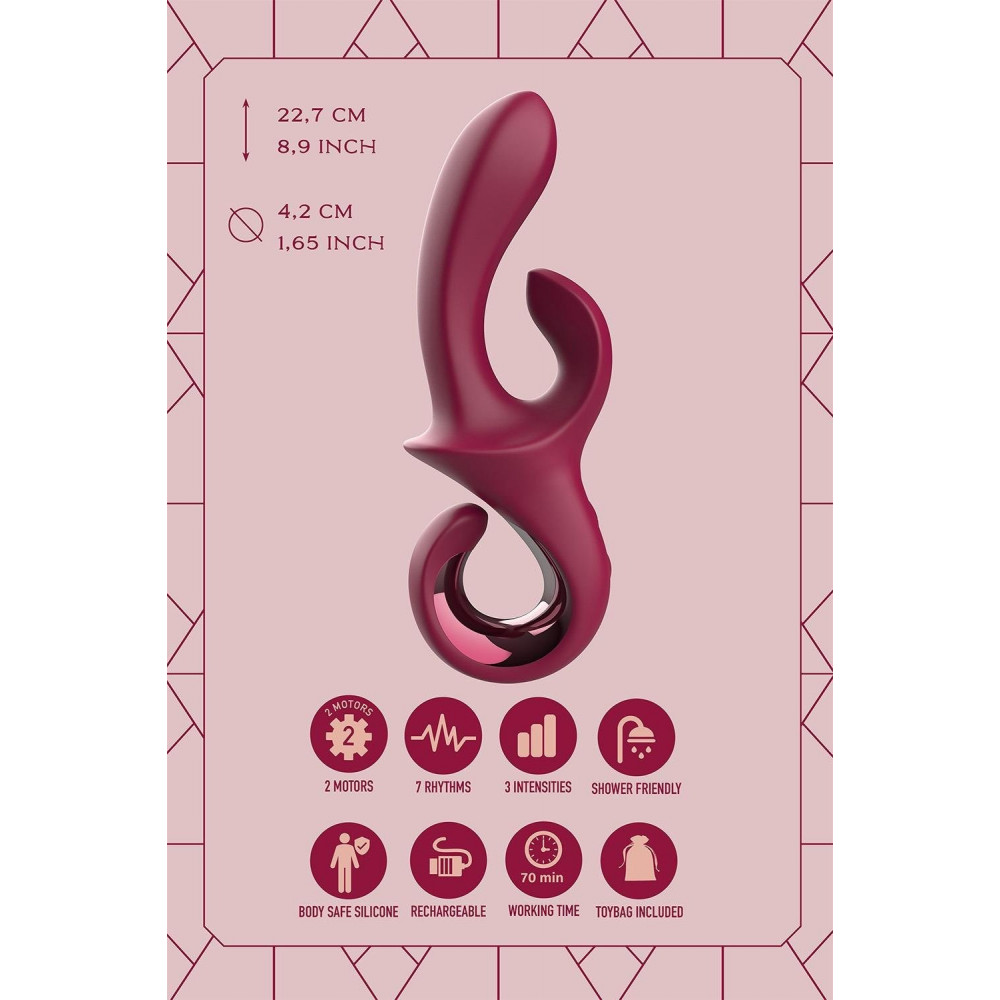 Вибратор-кролик - Вибратор-кролик Dreamtoys Glam Duo Vibrator с ручкой крючком, 22.7 х 4.2 см 6