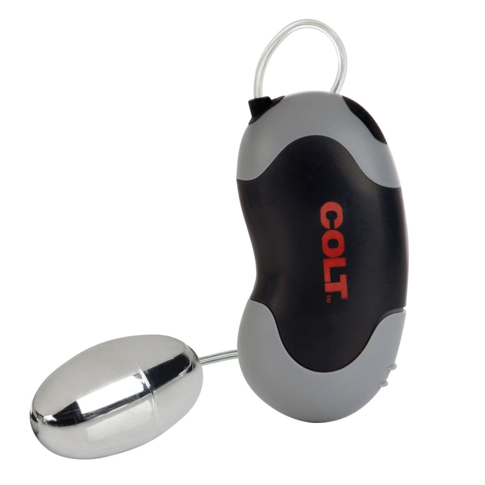 Вагінальні кульки та тренажери - Вібратор-яйце з дротовим пультом COLT Xtreme, сріблястий, 5,7 × 2,5 см 2