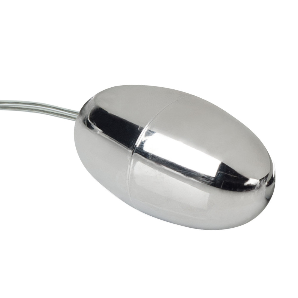 Вагінальні кульки та тренажери - Вібратор-яйце з дротовим пультом COLT Xtreme, сріблястий, 5,7 × 2,5 см 4