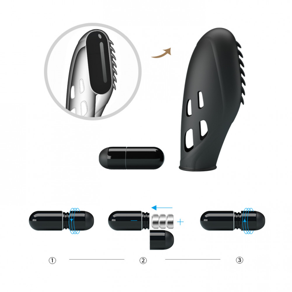 Різне - Вібронасадка на палець Pretty Love Gilo чорна, 7.8 х 2.8 см 8