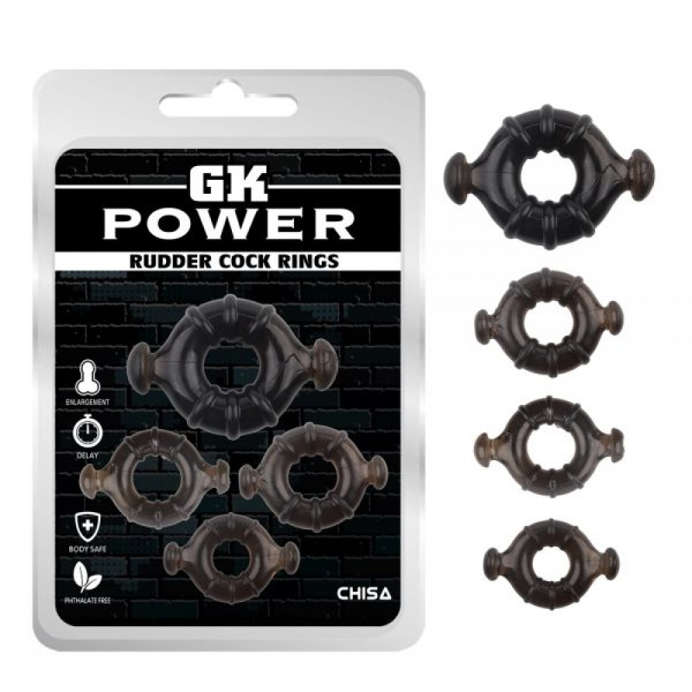 Эрекционное кольцо - Набор колец GK Power Rudder Cock Rings, Black