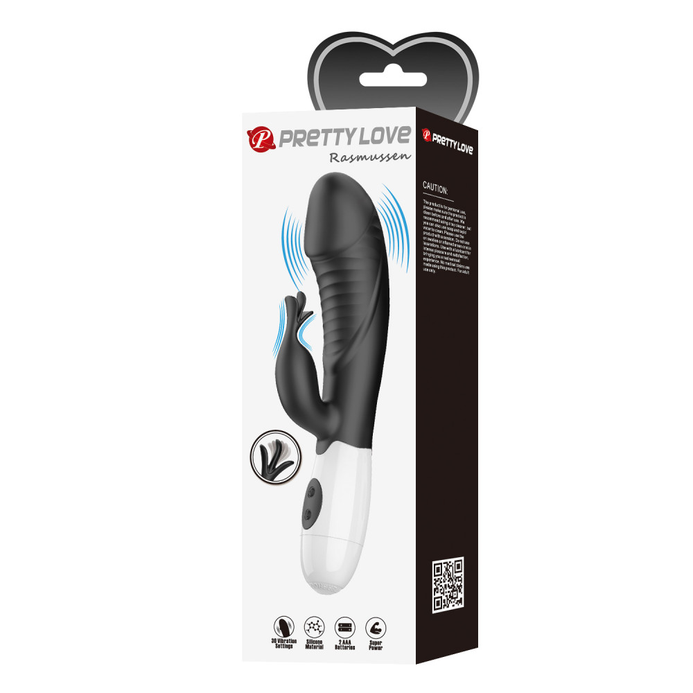  - Вибратор с двумя моторами и клиторальным стимулятором PRETTY LOVE - Rasmussen Black, BW-500072-A3 11