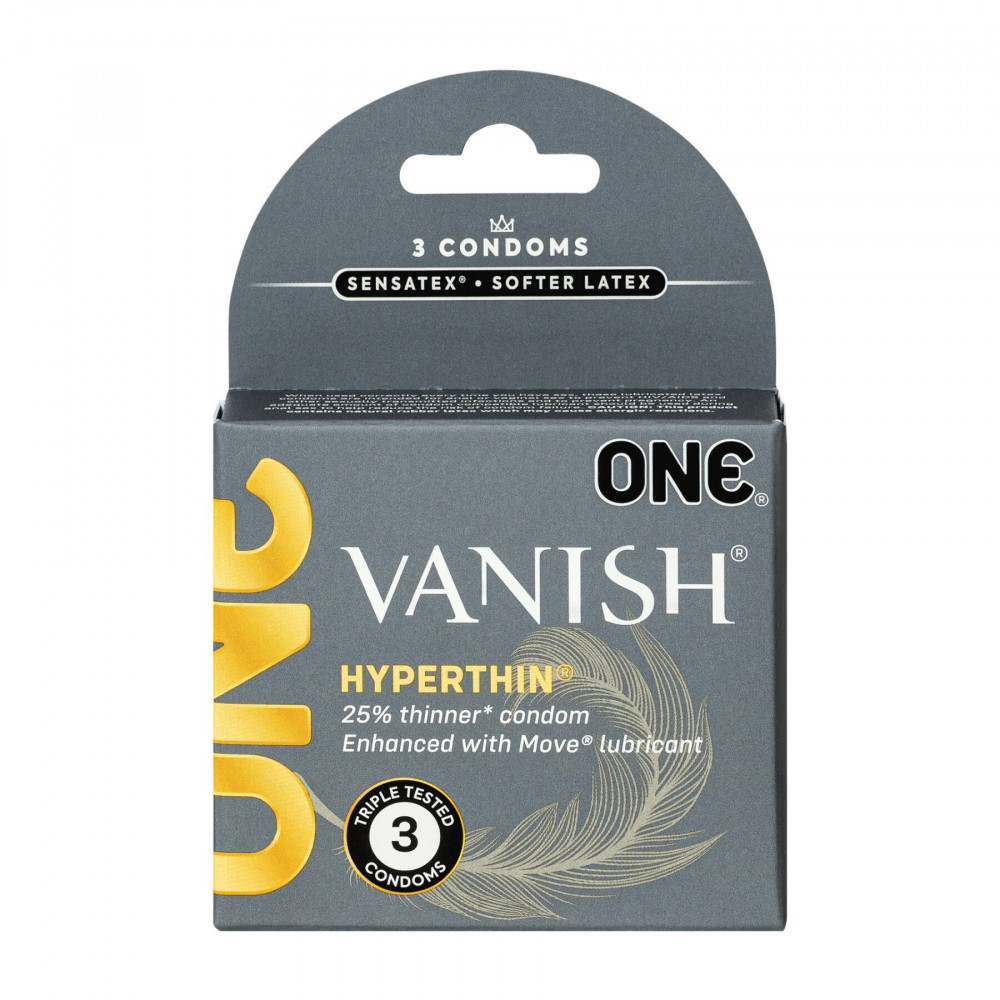 Секс игрушки - Презервативы ONE Vanish Hyperthin 3 шт (мятая упаковка!!!)