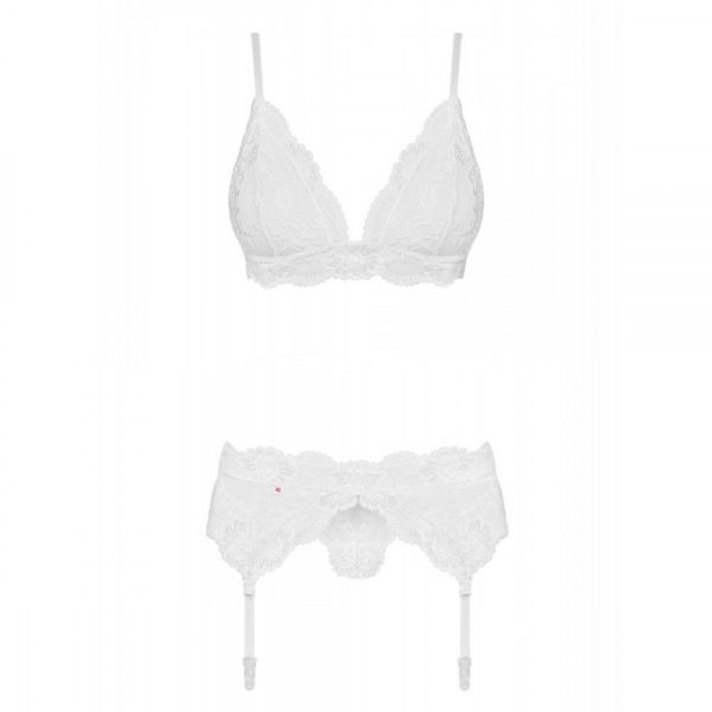 Эротическое белье - Комплект Obsessive 810-SEG-2 3 pcs set white L/XL 3