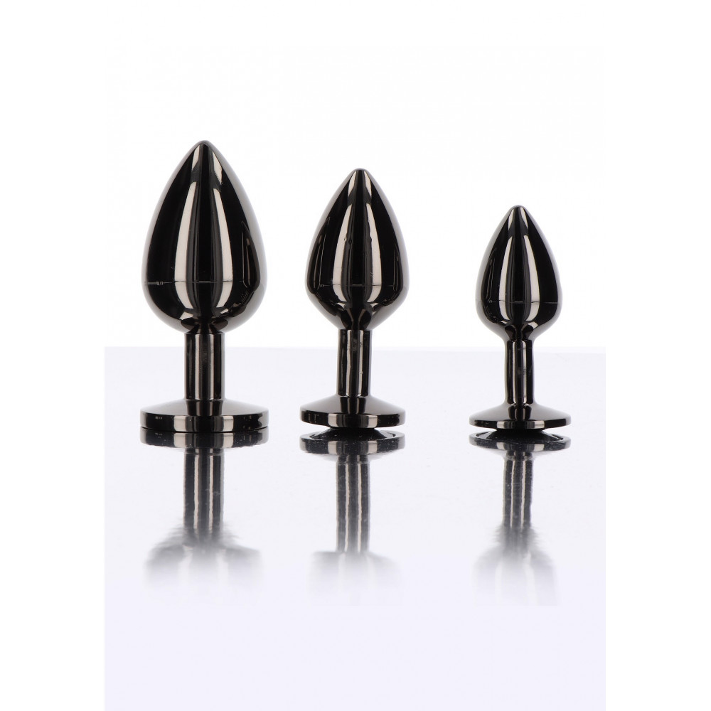 Секс игрушки - Анальная пробка L черная металлическая с черным камнем Butt Plug With Diamond Jewel Taboom 1