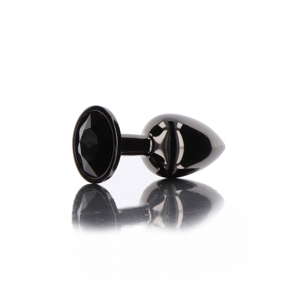 Секс игрушки - Анальная пробка L черная металлическая с черным камнем Butt Plug With Diamond Jewel Taboom 3