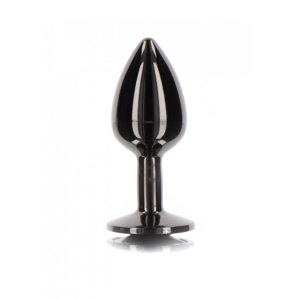 Секс игрушки - Анальная пробка L черная металлическая с черным камнем Butt Plug With Diamond Jewel Taboom 4