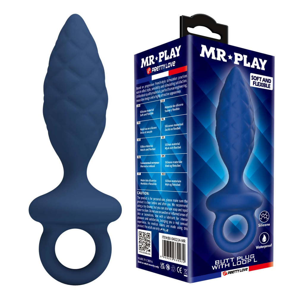  - Анальна пробка MR.PLAY - Butt Plug with Loop Size L, BI-040214-MR