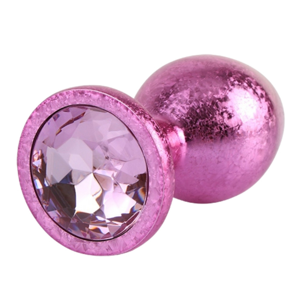 Анальные игрушки без вибрации - Анальная пробка розовая поталь CHISA MATRIX MONT с розовым камнем, размер M 1