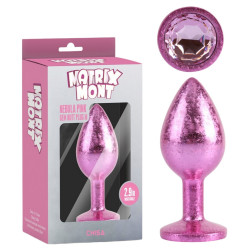 Анальная пробка розовая поталь CHISA MATRIX MONT с розовым камнем, размер M