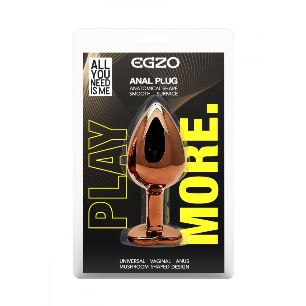 Анальные игрушки без вибрации - Анальная пробка с кристаллом EGZO - Dark Gold Heart Plug Blue, size S 1