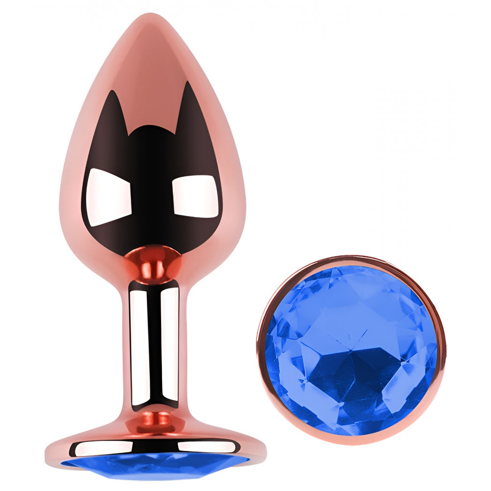 Анальные игрушки без вибрации - Анальная пробка с кристаллом EGZO - Rose Gold Round Plug Blue size S 4