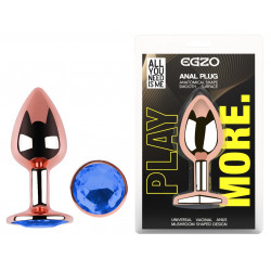 Анальная пробка с кристаллом EGZO - Rose Gold Round Plug Blue size S