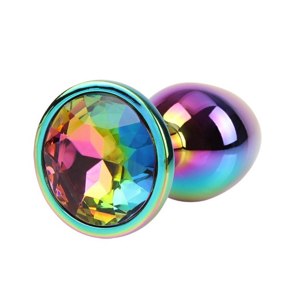 - Анальна пробка із кристалом Chisa Matrix Mont Rainbow Gem, металева, різнокольорова, 7 х 2.7 см 4