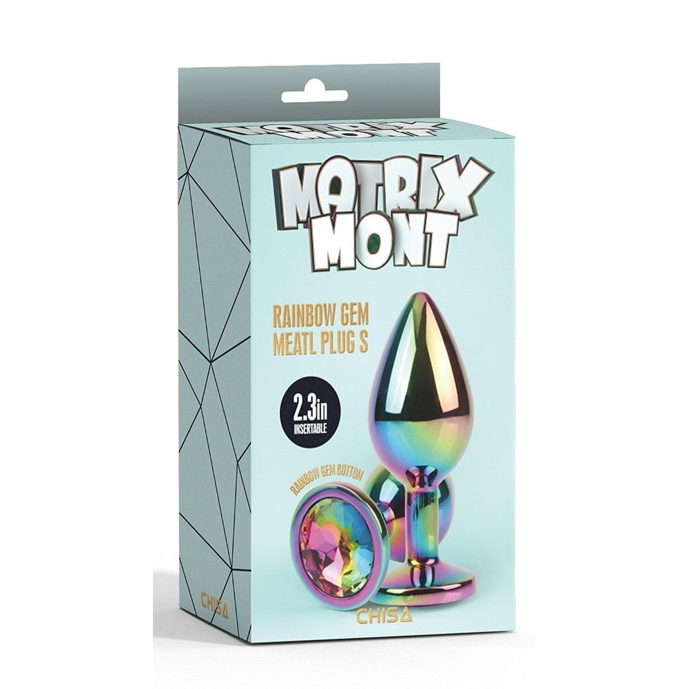 - Анальна пробка із кристалом Chisa Matrix Mont Rainbow Gem, металева, різнокольорова, 7 х 2.7 см 5