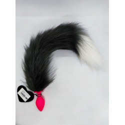 Анальная пробка S с хвостом DS Fetish Anal plug S pink silikone faux fur fox polyeste