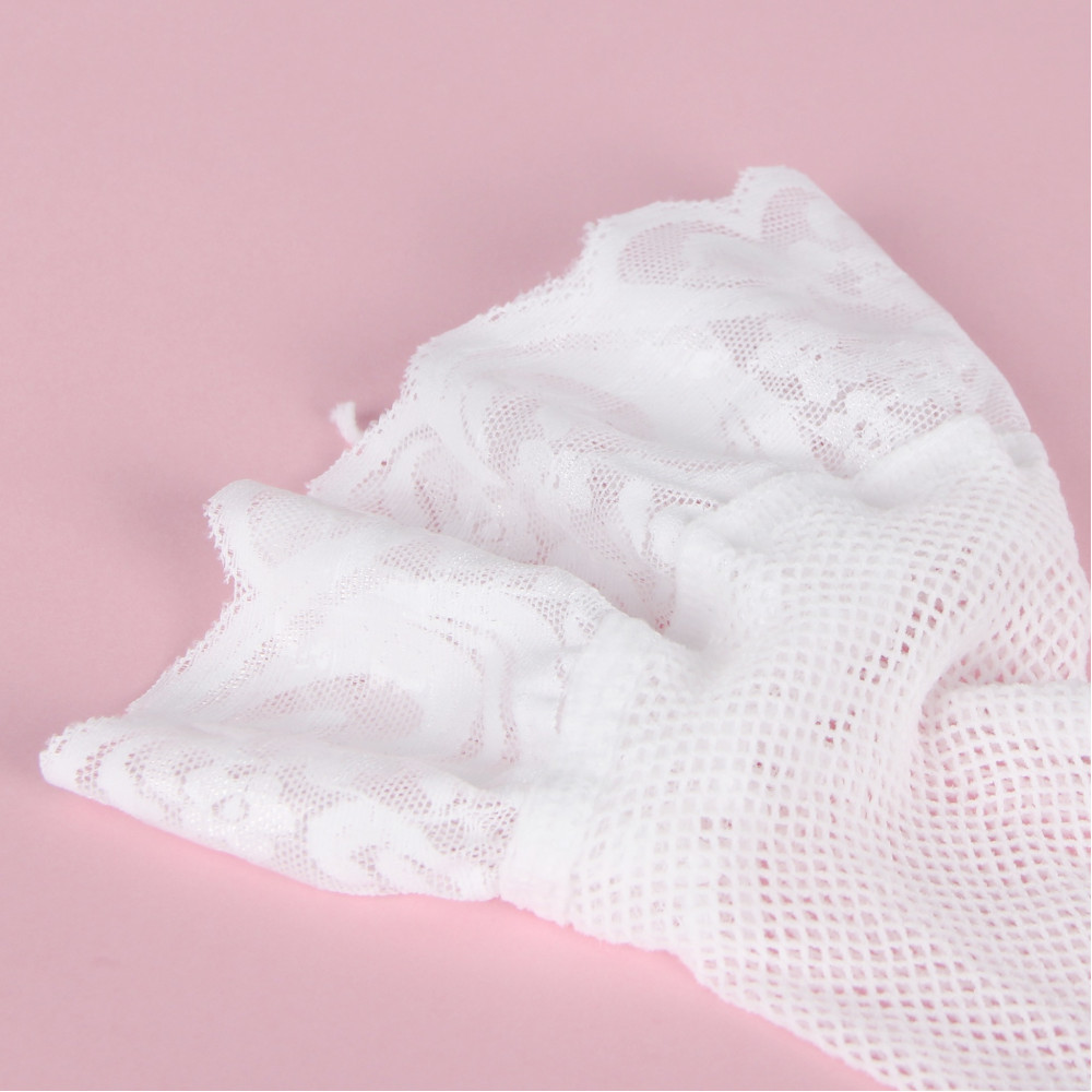 Різне - Панчохи в сіточку Star Night із мереживною коронкою, білі, XS-M 5