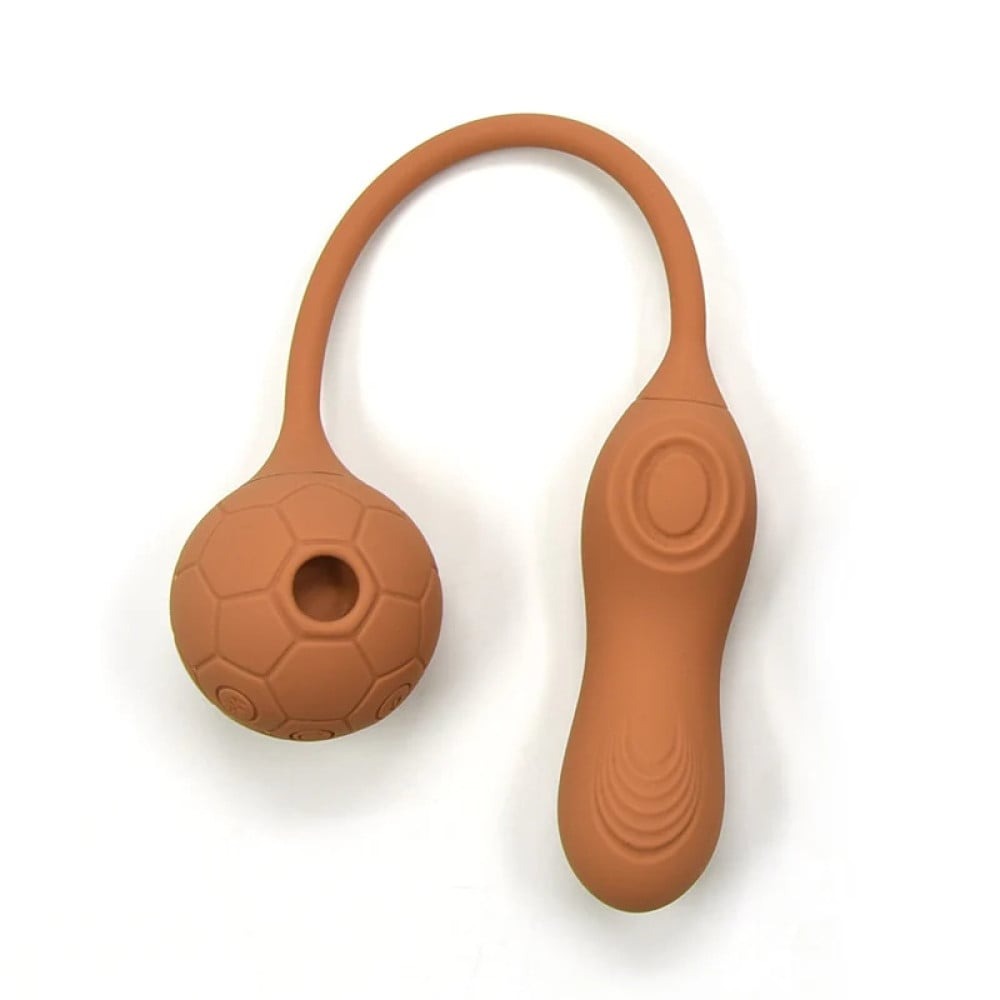 Різне - Подвійний вібратор у вигляді м'яча з вакуумом та для точки G, Sweet Em 0036F, коричневий