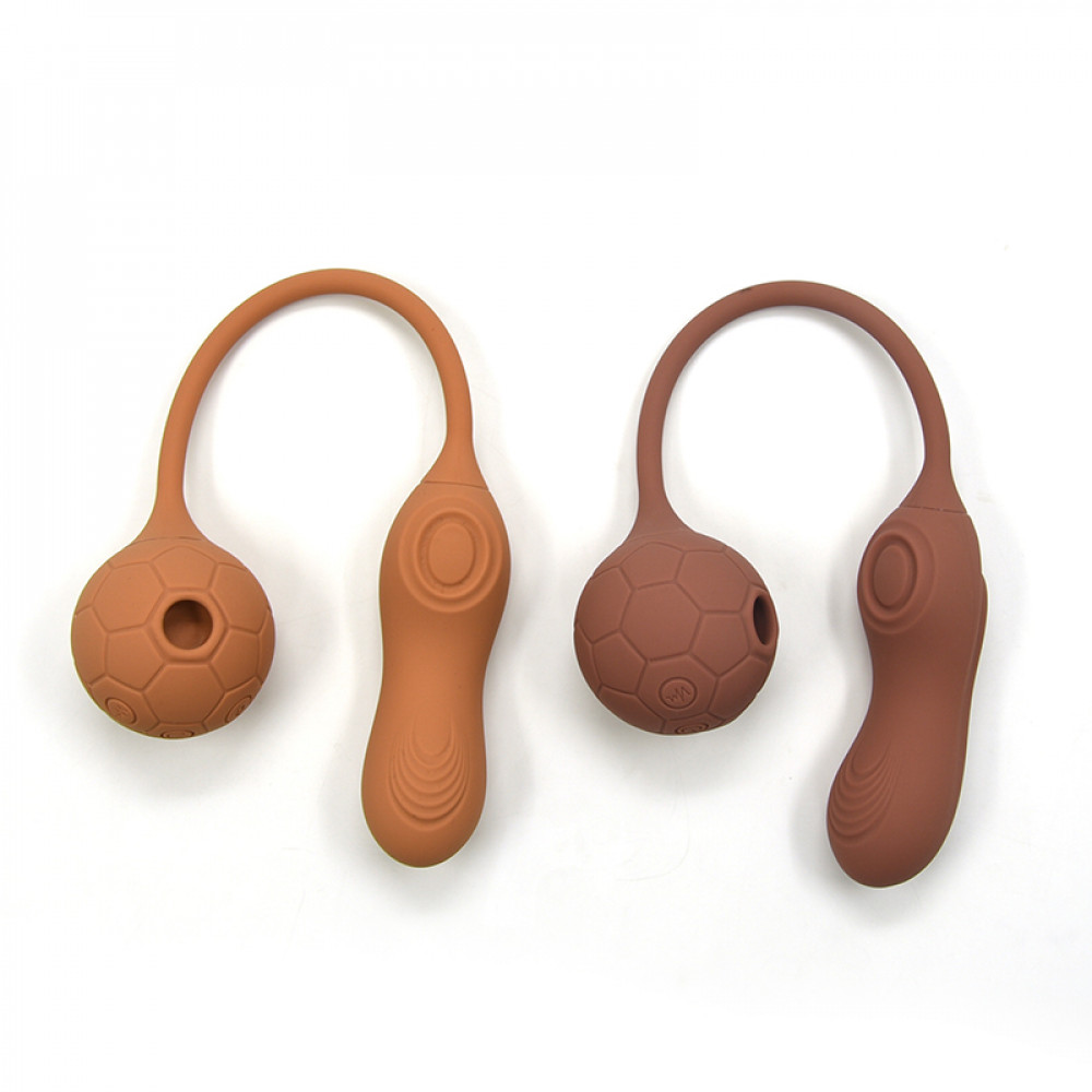 Різне - Подвійний вібратор у вигляді м'яча з вакуумом та для точки G, Sweet Em 0036F, коричневий 5
