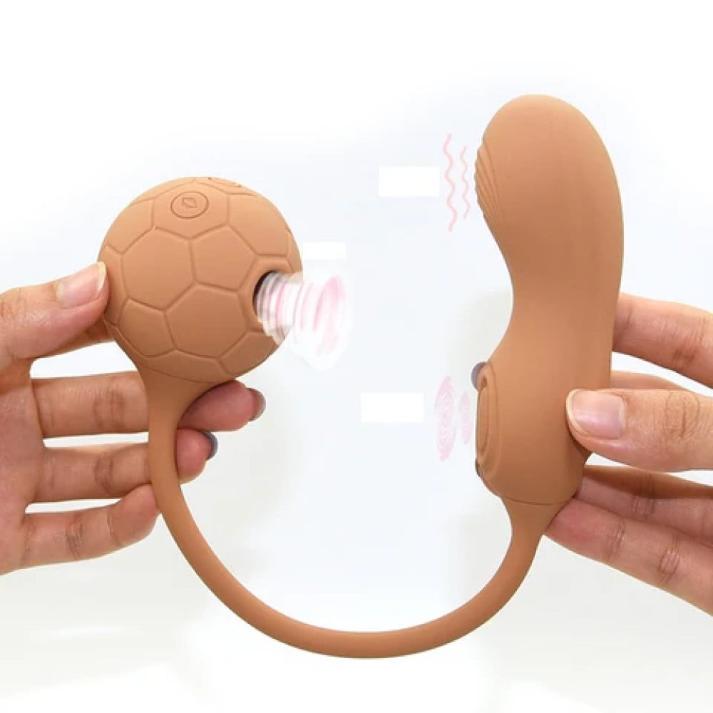 Різне - Подвійний вібратор у вигляді м'яча з вакуумом та для точки G, Sweet Em 0036F, коричневий 2