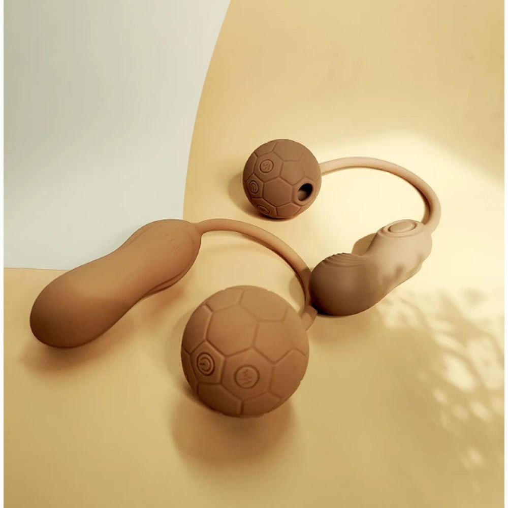Різне - Подвійний вібратор у вигляді м'яча з вакуумом та для точки G, Sweet Em 0036F, коричневий 7