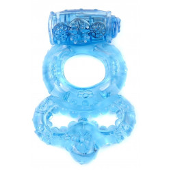 Эрекционное вибро кольцо BOSS Vibrating Duo Cock Ring Blue, BS6700045