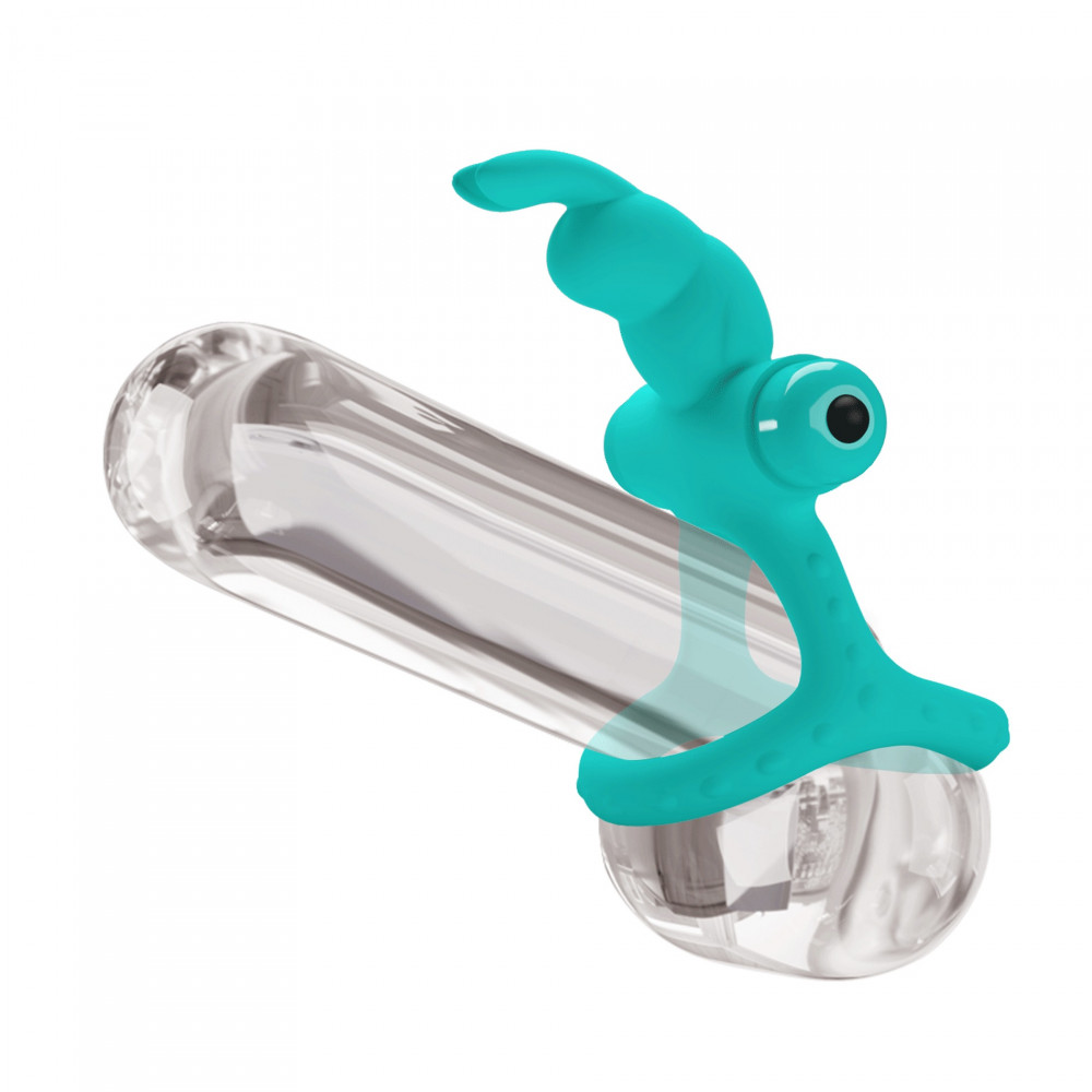 Эрекционные кольца с вибрацией - Эрекционное виброкольцо с кроликом PRETTY LOVE Passionate Figgy силиконовое, бирюзовое 1