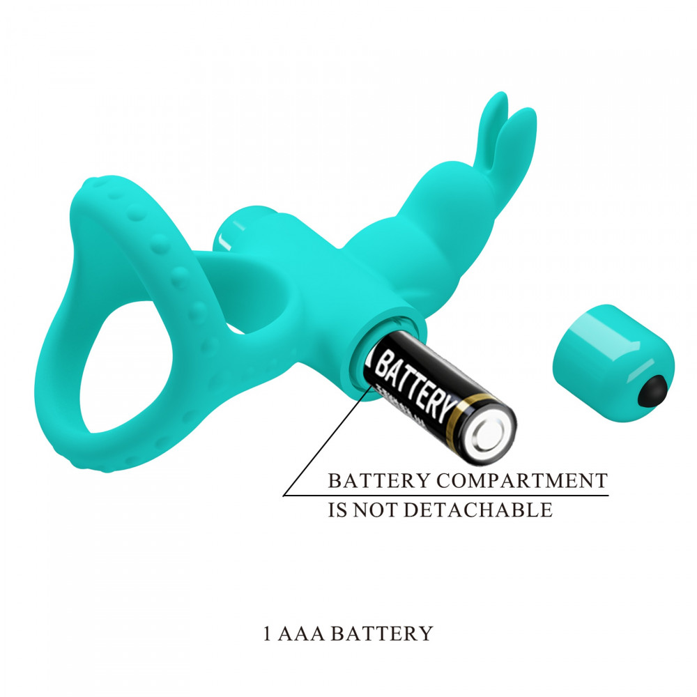 Эрекционные кольца с вибрацией - Эрекционное виброкольцо с кроликом PRETTY LOVE Passionate Figgy силиконовое, бирюзовое 8