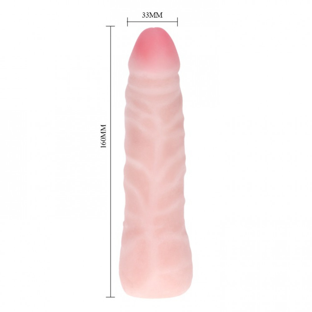 Фаллоимитаторы - Фаллоимитатор с хребтом Super Excitement Sextoy, без мошонки, бежевый, 16 см 1