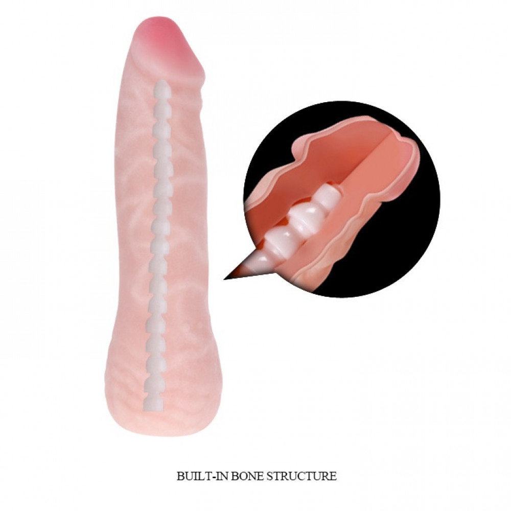 Фаллоимитаторы - Фаллоимитатор с хребтом Super Excitement Sextoy, без мошонки, бежевый, 16 см 2