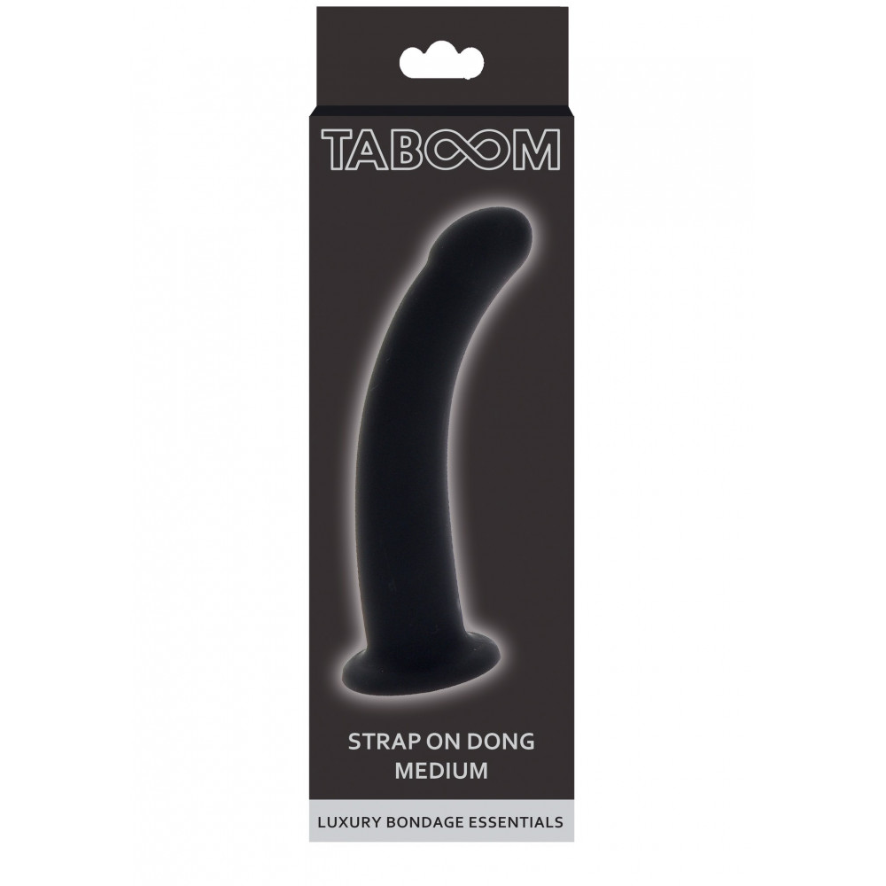  - Фалоімітатор страпон Taboom Strap-On Dong Medium чорного кольору, 14 см х 3.3 см