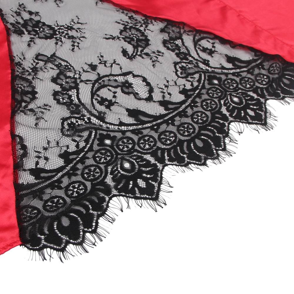 Різне - Халат з мереживною спинкою Star Night з поясом та стрінгами, червоно-чорний, XS-S 5