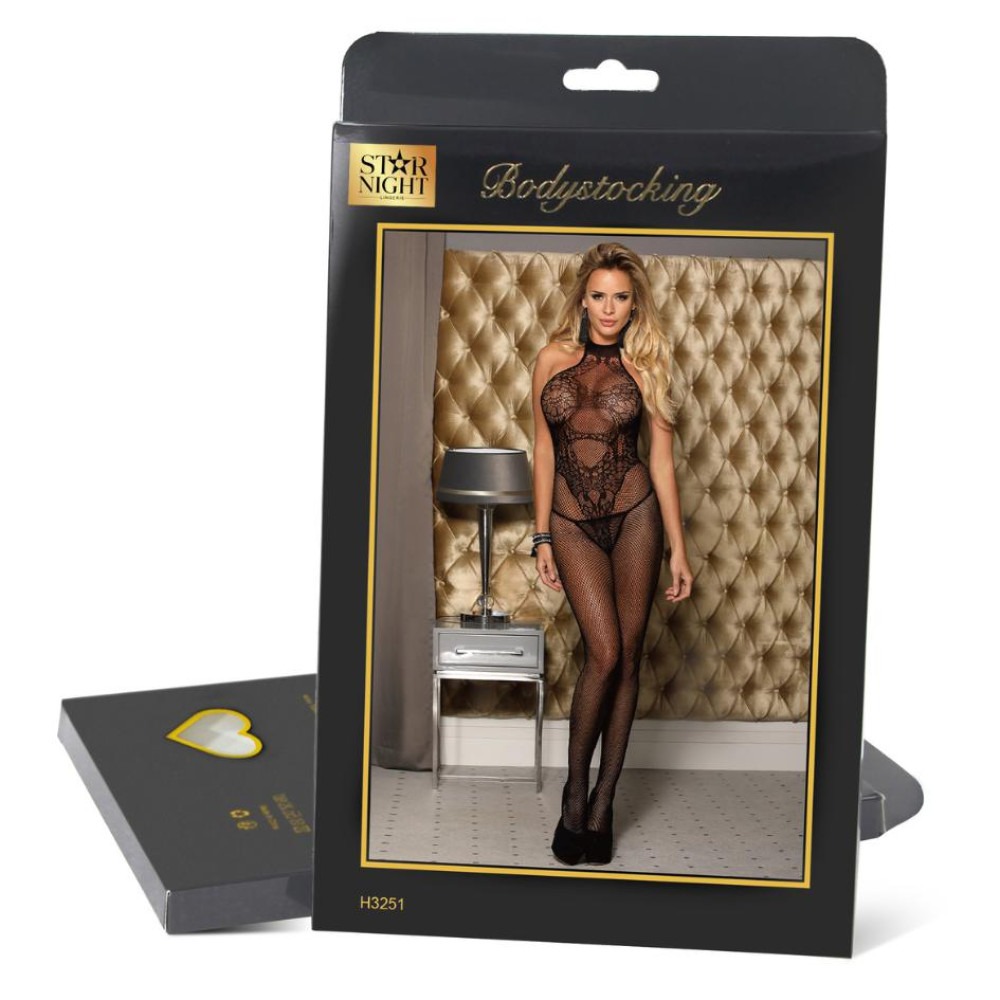 Різне - Бодістокінг у сіточку з відкритою спиною Star Night чорний XS-M 3