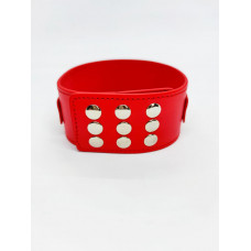 Ошейник с поводком DS Fetish Collar with leash red metal