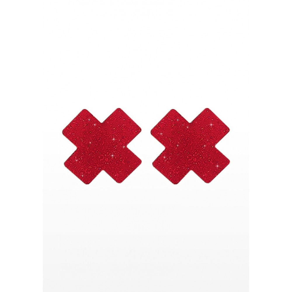 Эротическое белье - Пэстисы на соски в форме крестов Taboom, красные 2