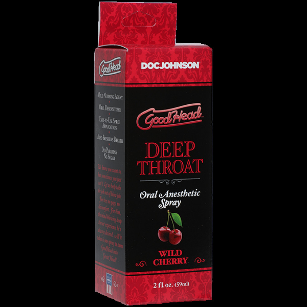 Стимулирующие средства и пролонгаторы - Спрей для минета Doc Johnson GoodHead DeepThroat Spray – Wild Cherry 59 мл для глубокого минета 1