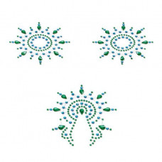 Пэстис из кристаллов Petits Joujoux Gloria set of 3 - Green/Blue, украшение на грудь и вульву