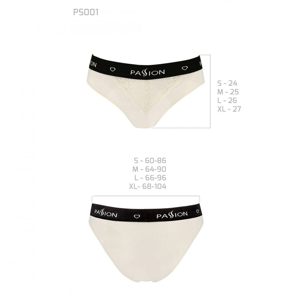 Эротические комплекты - Трусики с широкой резинкой и кружевом Passion PS001 PANTIES ecru, size M 1